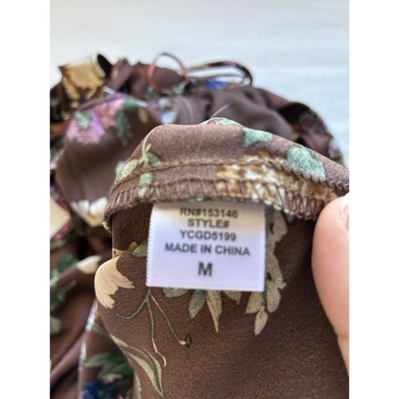 Good Luck Gem Slip Maxi Dress With Black Lace Sz M Brown Floral Y2K Dark Fairy - Picture 7 of 12